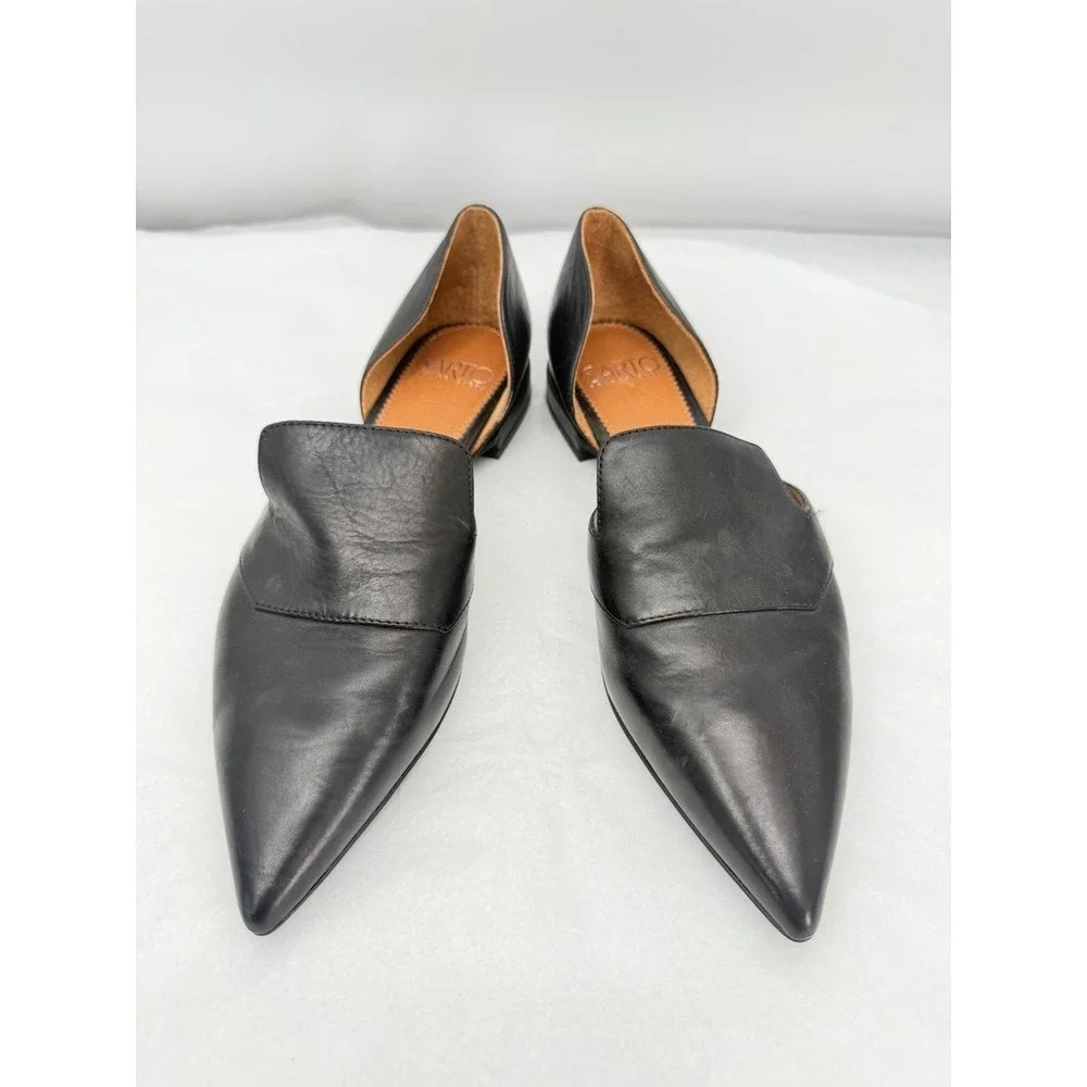 Franco Sarto Black Leather D'Orsay Flats Pointed Toe Slip On Chic Size 8/9**READ
